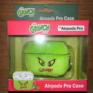 NIB Dr. Seuss The Grinch Fuzzy Green Apple AirPods Pro Earbud Storage Case